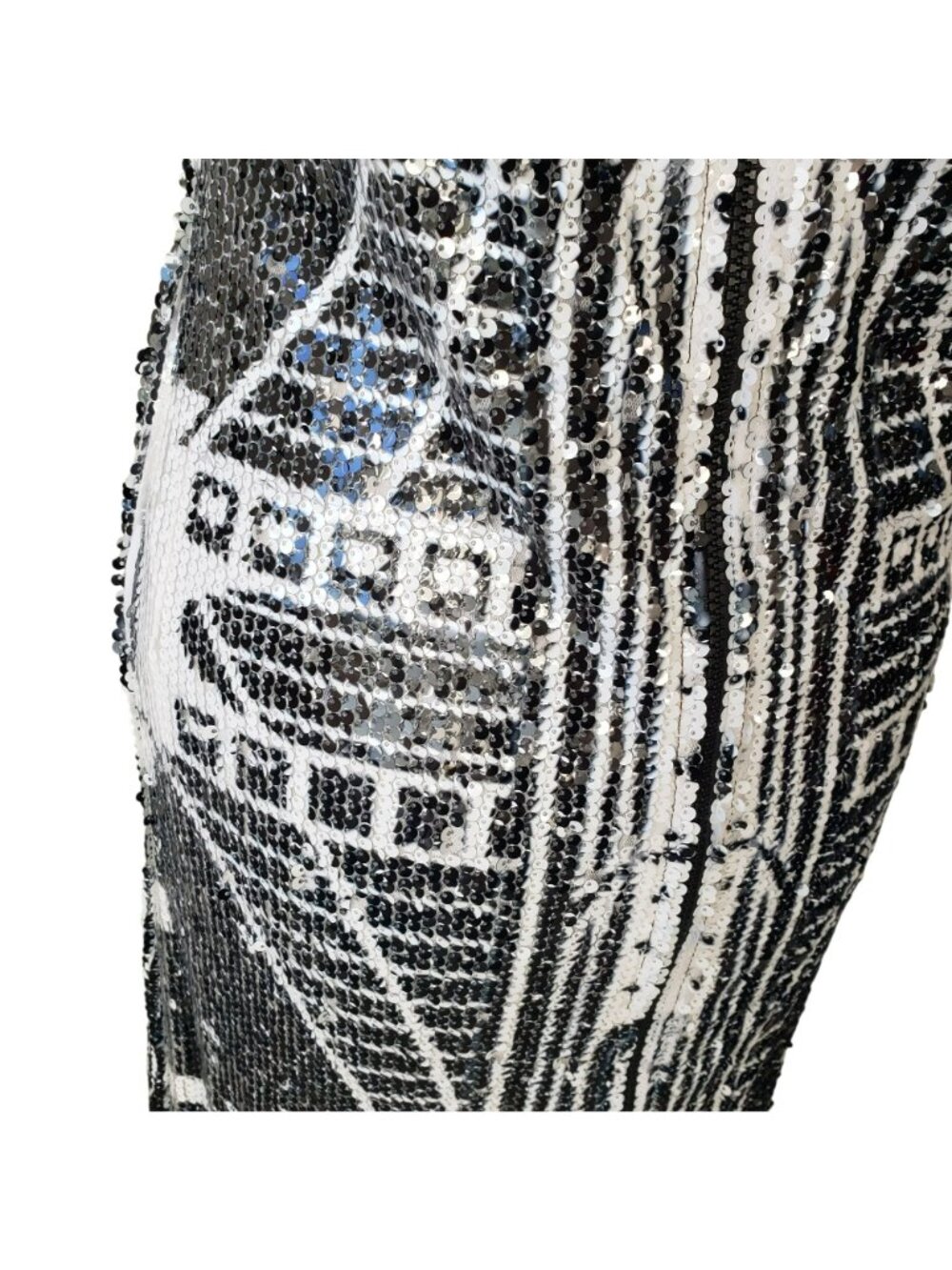 Kimberly Goldson $698 Dress Sequin Black White Brooklyn Graffiti Print Maxi - Picture 13 of 16